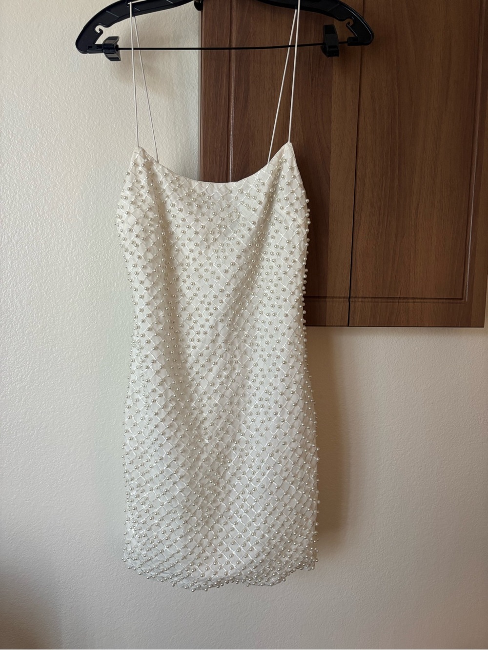 Pearl - Beaded Spaghetti-Strap Mini Dress